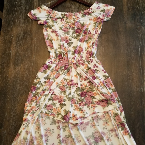 Floral Off Shoulder Shorts Dress Romper Cape S M - Picture 4 of 4